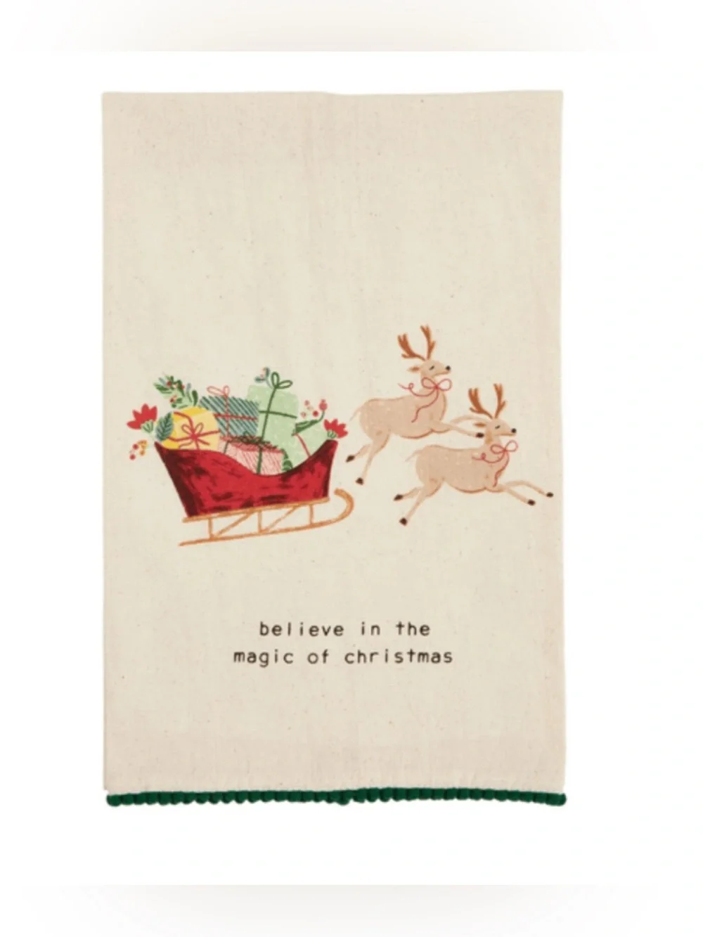 Mud Pie Sleigh Pom Towel Christmas